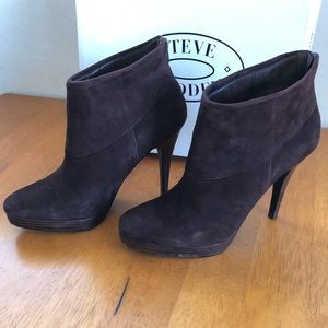 Brown Suede Booties, by Steve Madden.